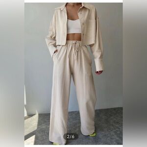 Commense collared drawstring two pieces set